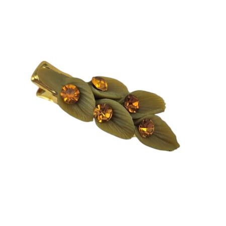 Olive Leaves Rhinestone Mini Hair Clip