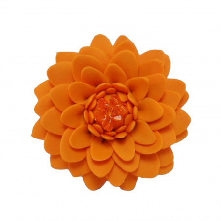 Large Orange Chrysanthemum Brooch Pin