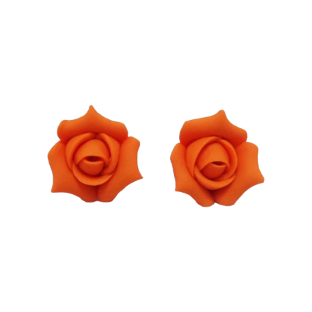 Orange Rosebud Stud Earrings