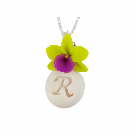 Orchid Initial Necklace