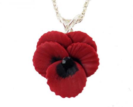 Pansy Flower Pendant Necklace
