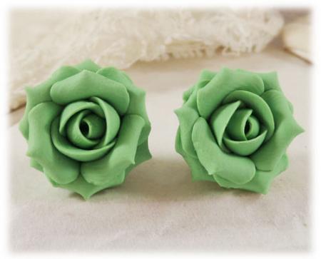 Green Peridot Rose Stud Earrings