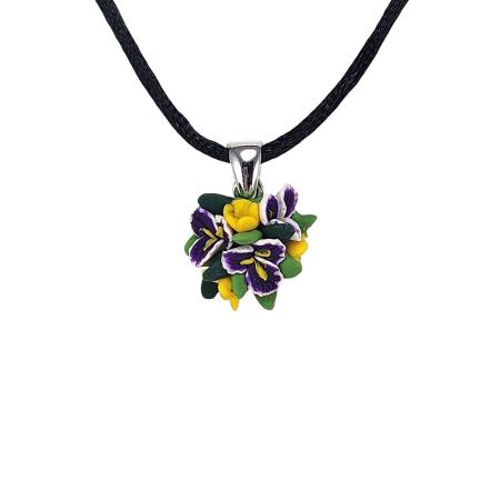 Petite Purple Iris Pendant Choker Necklace