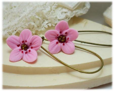 Pink Cherry Blossom Drop Earrings