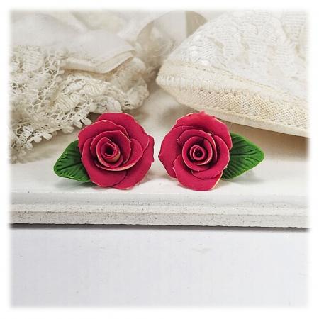 Yellow Pink Hybrid Tea Rose Stud Earrings