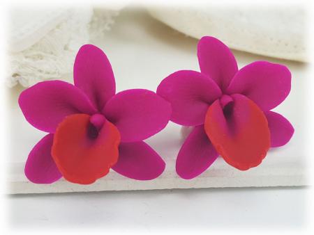 Pink Orchids Stud Earrings