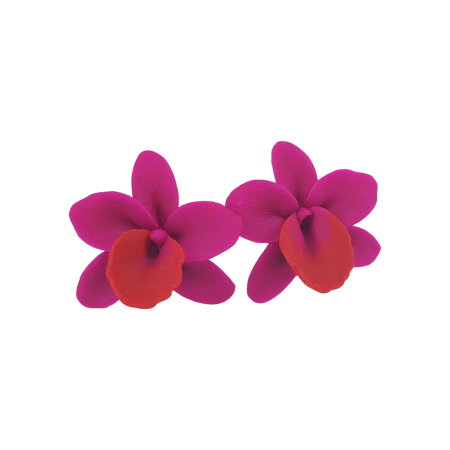 Pink Orchids Stud Earrings