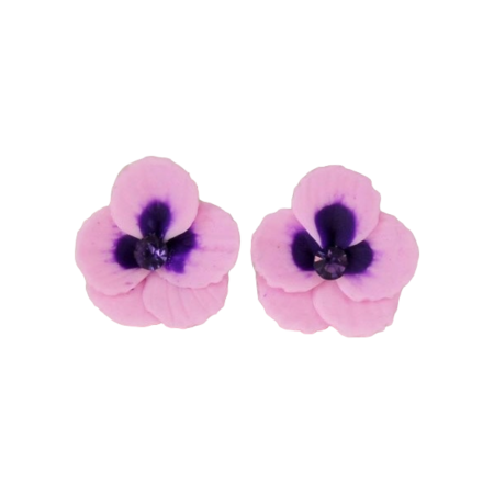 Pink Pansy Stud Earrings