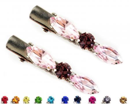 Pink Rhinestone Hair Clips or Tiny Barrettes