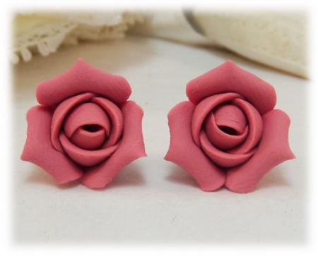 Pink Rosebud Stud Earrings