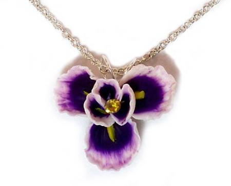 Purple Iris Flower Pendant Necklace