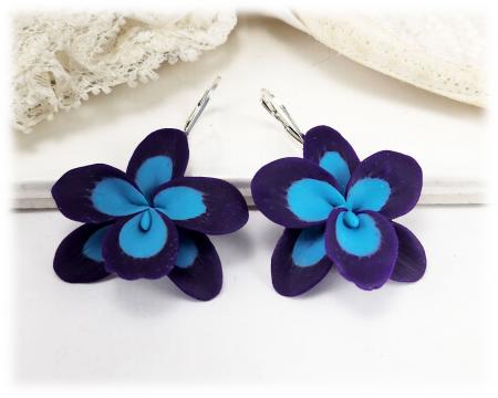 Purple Orchids Drop Dangle Earrings