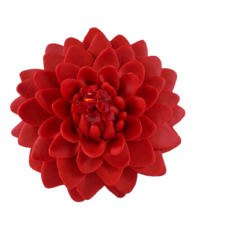 Large Red Chrysanthemum Brooch Pin