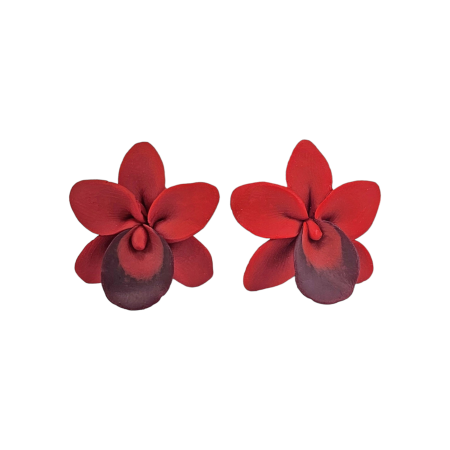 Red Orchids Stud Earrings