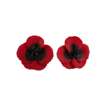 Red Pansy Stud Earrings