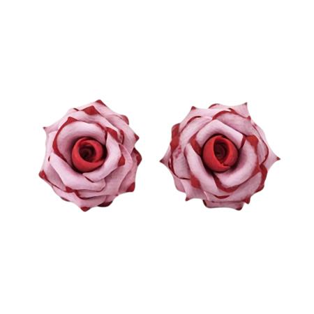 Valentine Red Pink Rose Earring Studs