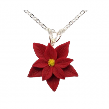 Red Poinsettia Pendant Necklace