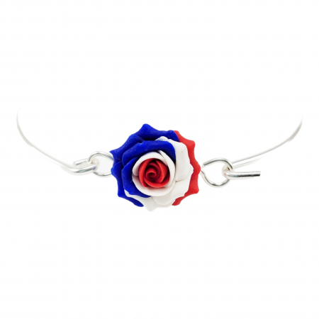 Red White Blue Rose Bangle Bracelet