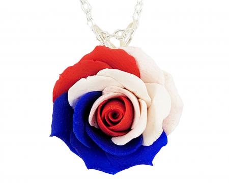 Red White and Blue Rose Necklace