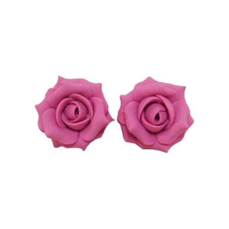 Pink Petal Rose Stud Earrings