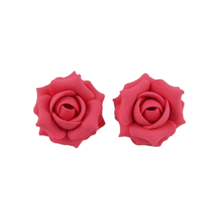 Pink Salmon Rose Stud Earrings