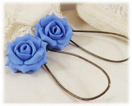 Blue Sapphire Lt Rose Drop Earrings