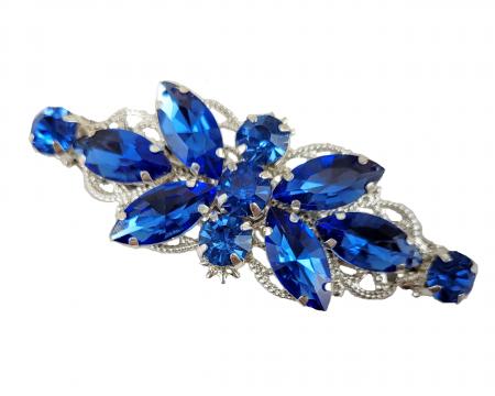 Sapphire Rhinestone Barrette Comb or Clip