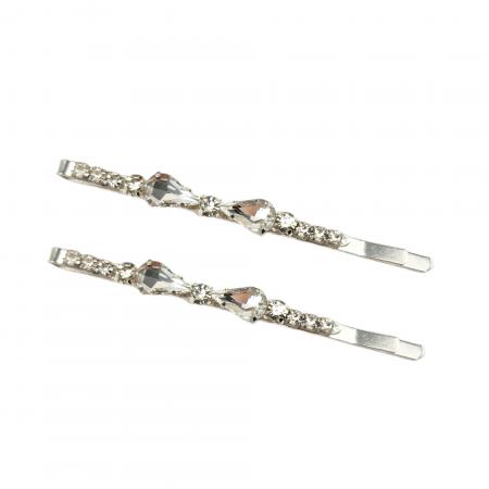 Silver Bow Rhinestone Hair Pins