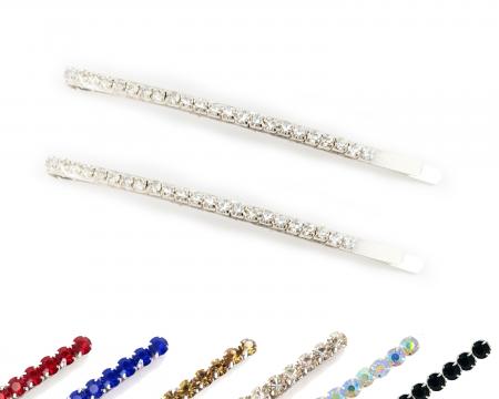 Diamond Gold Long Slim Rhinestone Hair Pins