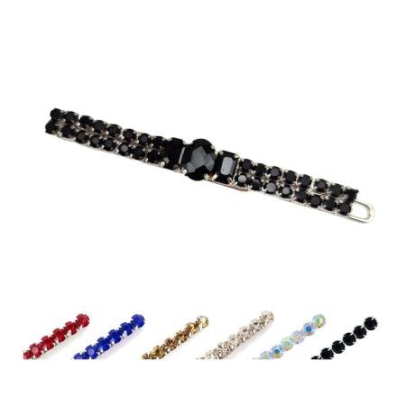 Solid Color Black Rhinestone Slender Barrette