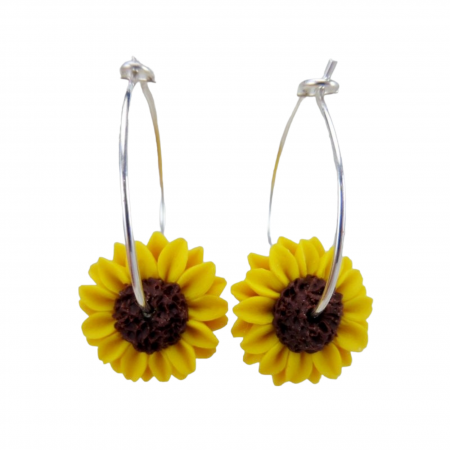 Sunflower Hoop Earrings