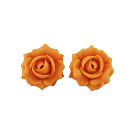 Orange Tangerine Rose Stud Earrings