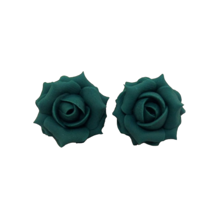 Teal Rose Stud Earrings