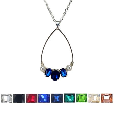 Teardrop Rhinestone Baguette Pendant Necklace