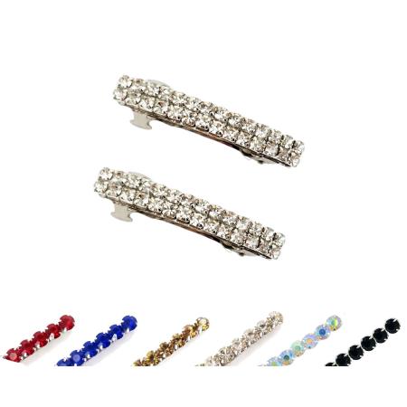 Petite 2 Row Rhinestone Barrette Set