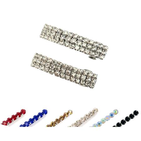 3 Row Rhinestone Barrettes Set