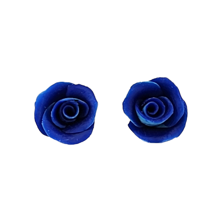 Tiny Blue Hybrid Rose Stud Earrings