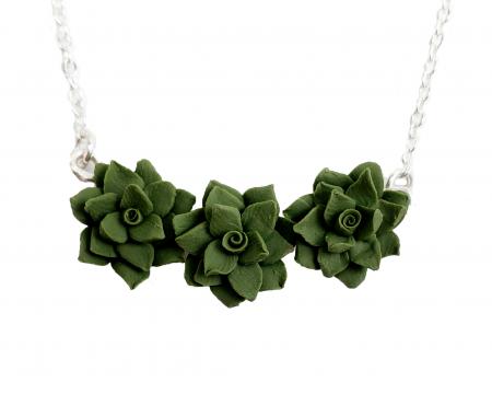 Tiny Succulents Flower Bar Necklace