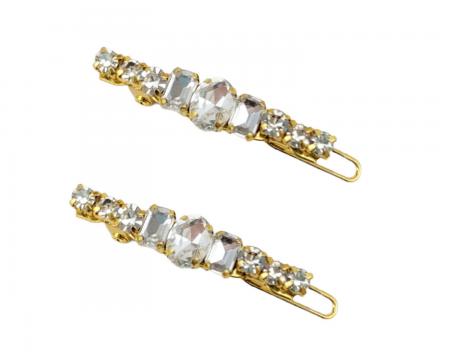 Tiny Gold Rhinestone Barrettes