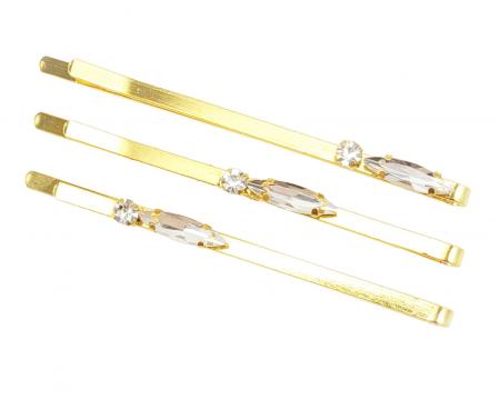 Trio Silver or Gold Rhinestone Hair Pins