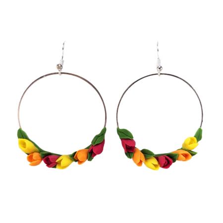 Tulip Bouquet Hoop Earrings