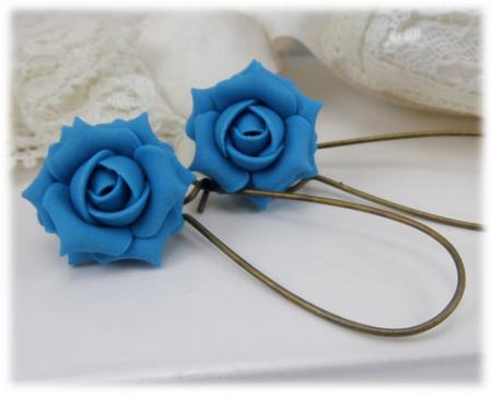 Turquoise Rose Drop Earrings