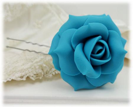 Turquoise Rose Hair Pins