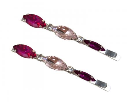 Two Tone Pink Wide Rhinestone Hair Pins