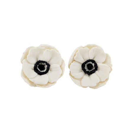 White Anemone Stud Earrings