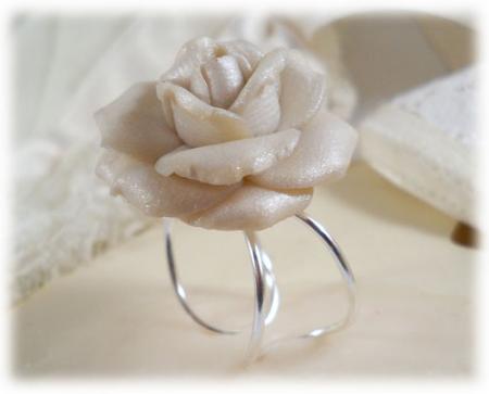 Large White Rose Ring