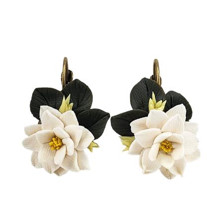 White Lotus Leaf Drop Earrings