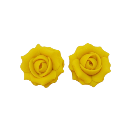 Yellow Canary Rose Stud Earrings