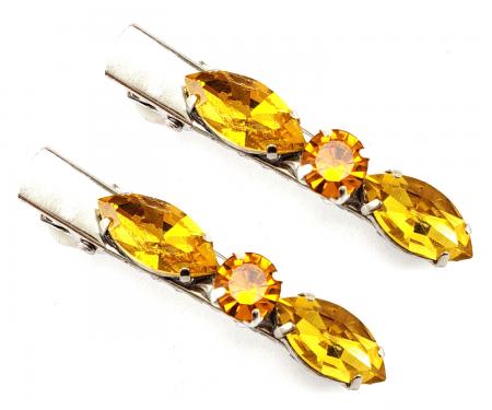 Yellow Rhinestone Hair Clips