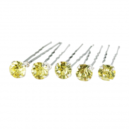 Jonquil Yellow Rhinestone Hair Pins